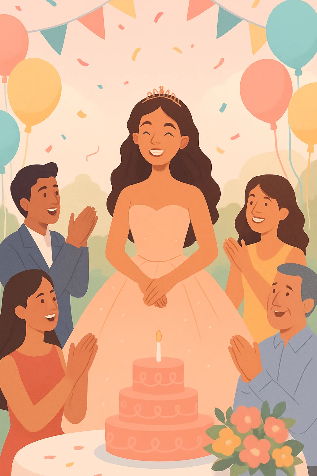 Encantadora Quinceañera Pastel
